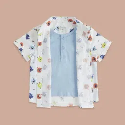 Pantaloons Baby White & Blue Cotton Printed Shirt-image-20