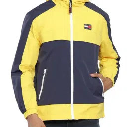 Tommy Hilfiger Yellow & Blue Regular Fit Colour Block Hooded Jacket-image-23
