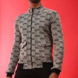 Campus Sutra Grey Checks Windcheater Jacket image 1