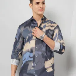 celio celio* Grey Regular Fit Printed Cotton Shirt-picture-19