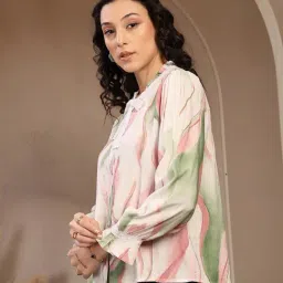 Gipsy Pink Printed Rayon Blouse Top for Women image 2