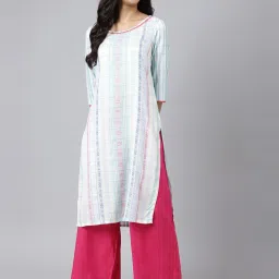 Aurelia White Floral Print Straight Kurta image 1