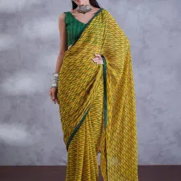 Saree Mall Yellow Georgette Embellished Saree with Blouse Piece-picture-26