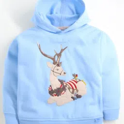 Cherry Crumble By Nitt Hyman Kids Blue & White Applique Full Sleeves Sweatshirt image 1