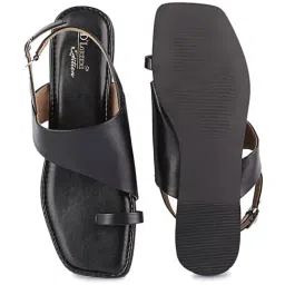 D'LORZERI Women's Black Back Strap Sandals image 5