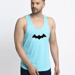 Friskers Turquoise Cotton Slim Fit Printed Vest image 1