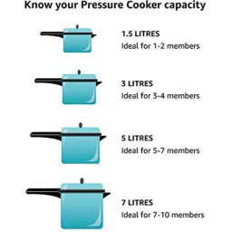 Prestige Deluxe Duo Plus Black & Silver Aluminium Pressure Cooker with Extra Lid (2 L) - Set of 1 image 5
