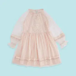 Pantaloons Junior Pink Cotton Embroidered Full Sleeves Dress-image-39