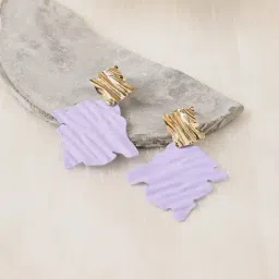 Sohi Women's Contrast Ripple Drop Earrings  Lavender-image-3