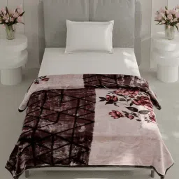 Monte Carlo Chocolate Brown Polyester Printed Single Bed Winter Blanket Lavish 2 Ply Pvc Bag Pack image 3