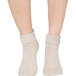 BHARATASYA Beige Acrylic Textured Socks image 2