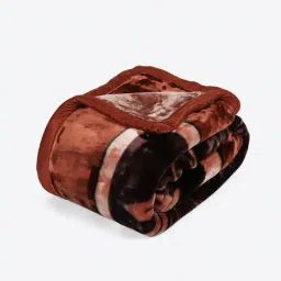 Monte Carlo Dark Brown Polyester Printed Single Bed Winter Blanket Lavish 2 Ply Pvc Bag Pack image 5