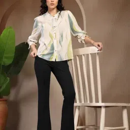 Gipsy Green Printed Rayon Blouse Top for Women-picture-11