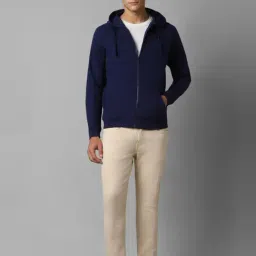 Louis Philippe Navy Cotton Regular Fit Hooded Sweatshirt image 5