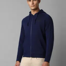 Louis Philippe Navy Cotton Regular Fit Hooded Sweatshirt image 3