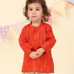 Fabindia Infant Boys Red Cotton Printed Kurta-picture-19