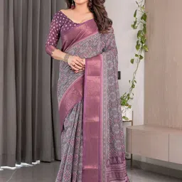 ALMAARI FASHION Ethnic Motifs Printed Zari Pure Cotton Kanjeevaram Saree-picture-35