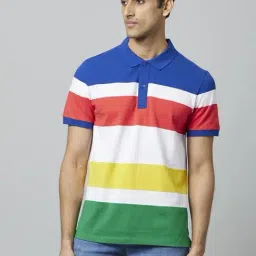 Celio* Multi Cotton Regular Fit Striped Polo T-Shirt-image-0