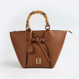 Elle Tan Logo Satchel Handbag-picture-47