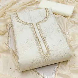 Ishin Embroidered Pure Cotton Unstitched Dress Material image 1