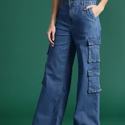DressBerry Women Straight Fit Stretchable Cargo Jeans-image-52