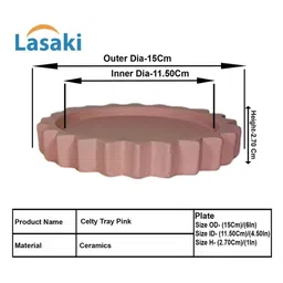 LASAKI Celty 2Pcs Pink Ceramic Lightweight Round Flower Planter Trays image 4