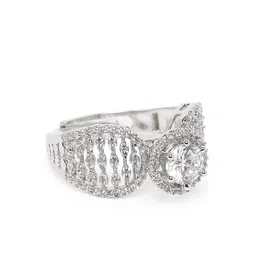 Lavish Giftz Women Rhodium-Plated CZ Adjustable Finger Ring-image-1