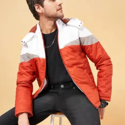 YU by Pantaloons Rust Regular Fit Colour Block Hooded Jacket-image-13