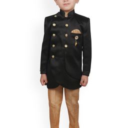 SG YUVRAJ Boys Black & Brown Sherwani Set-picture-18