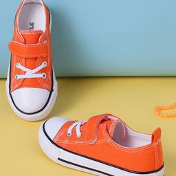 TRUFFLE COLLECTION Colour Blocked Velcro Closure Sneakers - Orange & White-picture-17