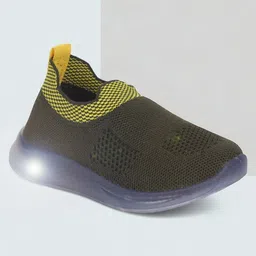 Lil Lollipop Mesh Detailed LED Slip On Shoes - Bottle Green-picture-33