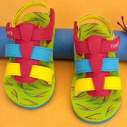 TOMSY CHOICE Colour Blocked Gladiator Style Velcro Closure Sandals - Green-picture-10
