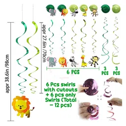 Shopperskart Jungle Themed Swirll For Birthday Decoration Multi color - Pack Of 12 image 2