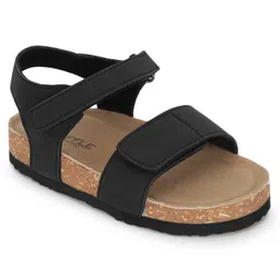 TRUFFLE COLLECTION Solid Sandals With Double Velcro Closure - Black image 3