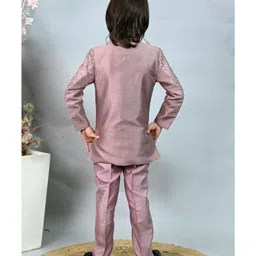 Ahhaaaa Viscose Woven Full Sleeves Floral Embroidered Sequins Embellished Jodhpuri Suit & Pant Set - Pink image 3