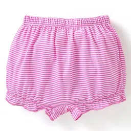 Babyhug 100% Cotton Single Jersey Above Knee Length Bloomer With Striped & Watermelon Print Pack Of 3 - Pink Blue & Green image 3