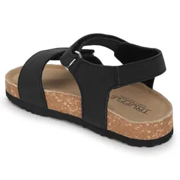 TRUFFLE COLLECTION Solid Sandals With Double Velcro Closure - Black image 4