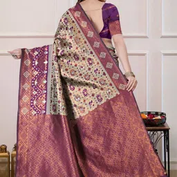 FINFOL Ethnic Motifs Zari Art Silk Handloom Banarasi Saree image 4