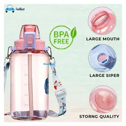 FunBlast Water Bottle with Straw Pink - 1200 ml image 4