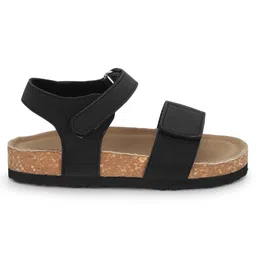 TRUFFLE COLLECTION Solid Sandals With Double Velcro Closure - Black image 5
