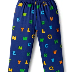 Babyhug Cotton Knit Full Sleeves Co-ords Night Suit With Alphabets Print - Navy Blue image 4