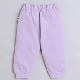 BUMZEE Cotton Knit Full Sleeves Elephant Printed Hooded Onesie & Pajama Set - Lavender image 5