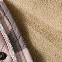 Babyhug Woven Full Raglan Sleeves Hooded Padded Jacket with Star Print - Beige image 5