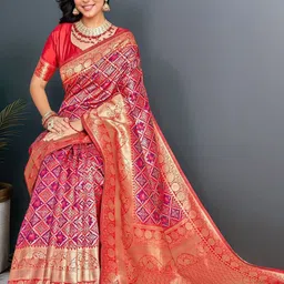 Mitera Woven Design Dharmavaram Saree image 4