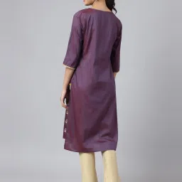 Aurelia Purple Embroidered Straight Kurta image 2