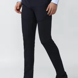 Van Heusen Navy Slim Fit Texture Trousers image 3