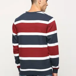 Pepe Jeans Burgundy Red Cotton Regular Fit Striped Sweatshirt image 2