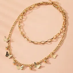 YouBella Jewellery Butterfly Style Layered Necklace-image-12