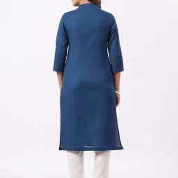 Piroh Blue Cotton Kurta image 2