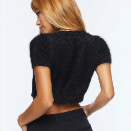 Forever 21 Black Short Sleeve Crop Shrug image 2